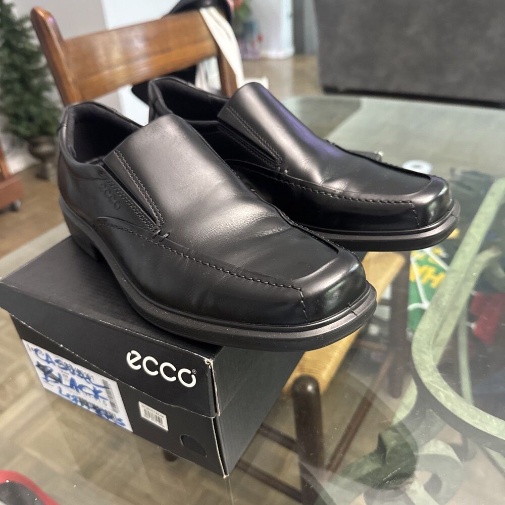 ECCO Berlin Men’s Slip-On Leather Comfort Loafer Black Sz 45 US 11-11.5 New